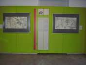 Stoffbanner mit aufgedruckten Fotos von Ziegeln